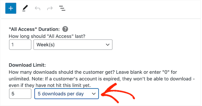 为您的免费试用添加下载限制 Adding a download limit for your free trial
