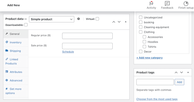 将产品数据添加到 WooCommerce Adding product data to WooCommerce