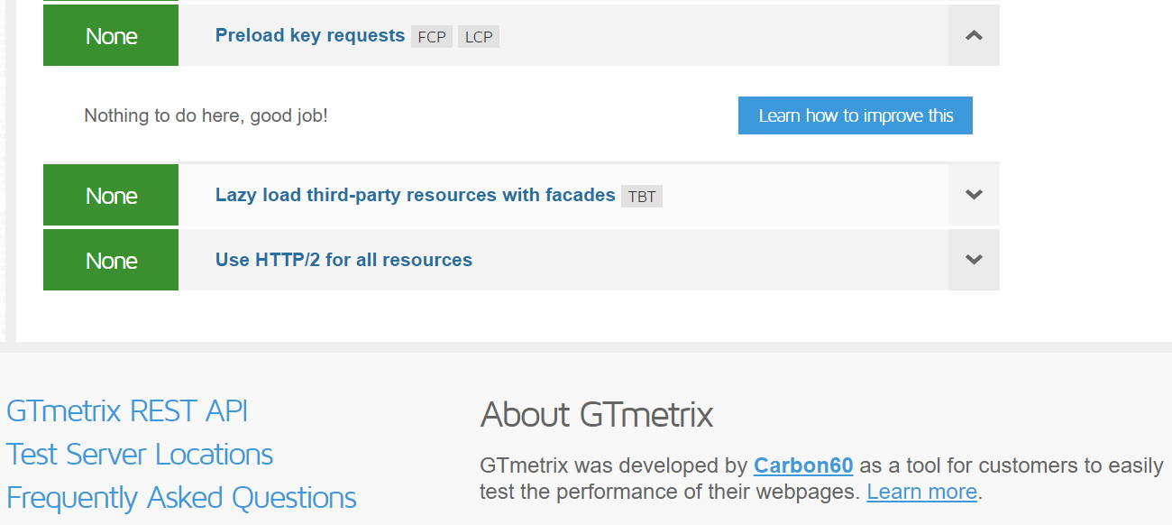 mesures de performances de GTMetrix