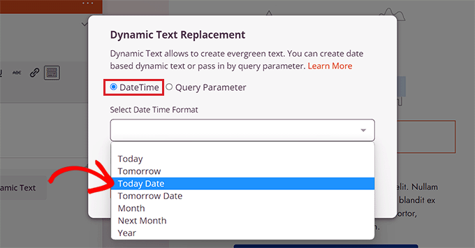 動的日付を選択してください Select dynamic date
