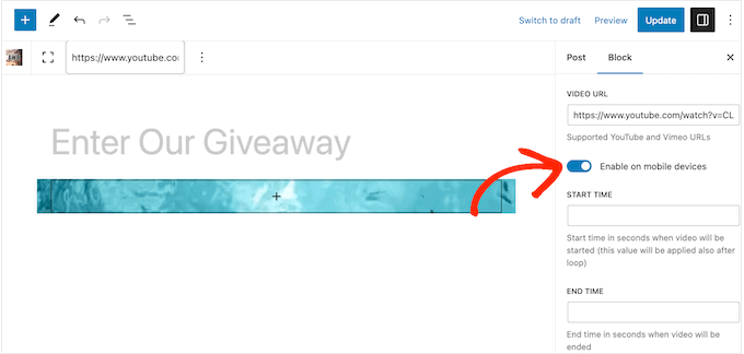 モバイル デバイスで YouTube の背景を表示する Showing a YouTube background on mobile devices