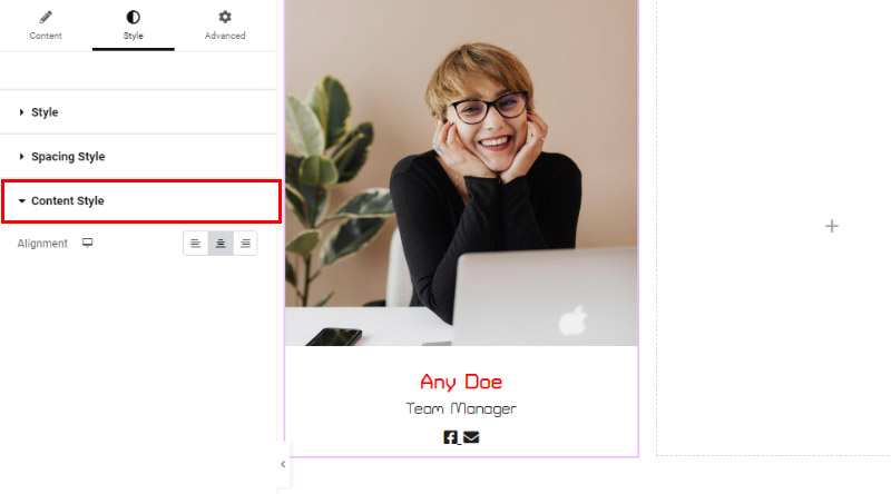 Elementor Ekip Üyesi widget'ı: Ekibinizi Nasıl Tanıtırsınız 14 Team member content alignment