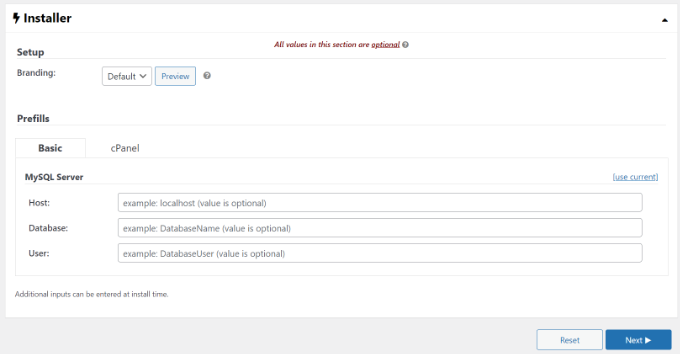إعدادات المثبت Installer settings