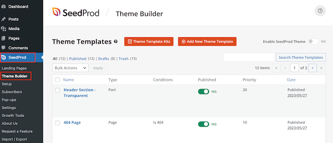 Niestandardowe szablony motywów WordPress Custom WordPress theme templates