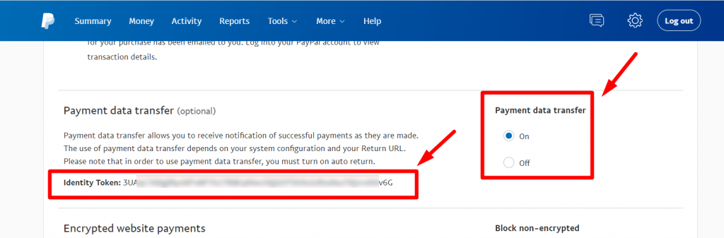 Copiați simbolul de identificare PayPal