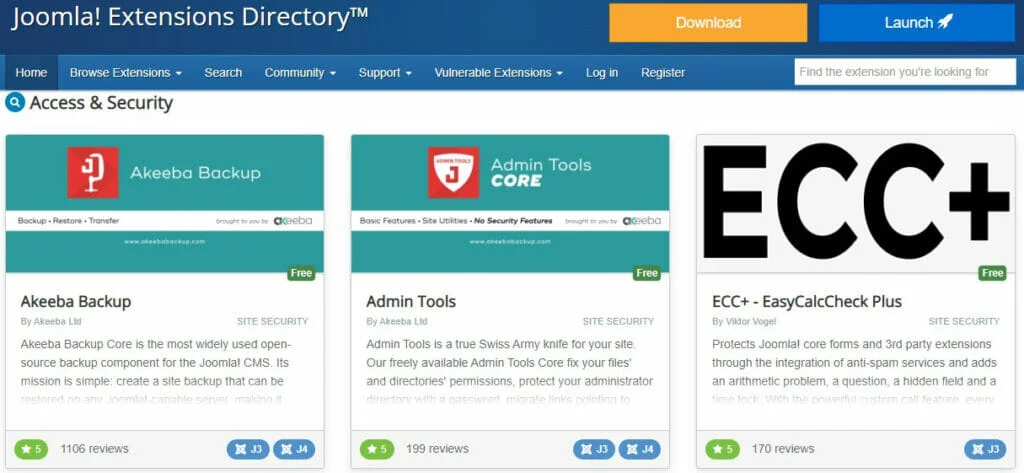 wordpress vs joomla - director de extensii joomla