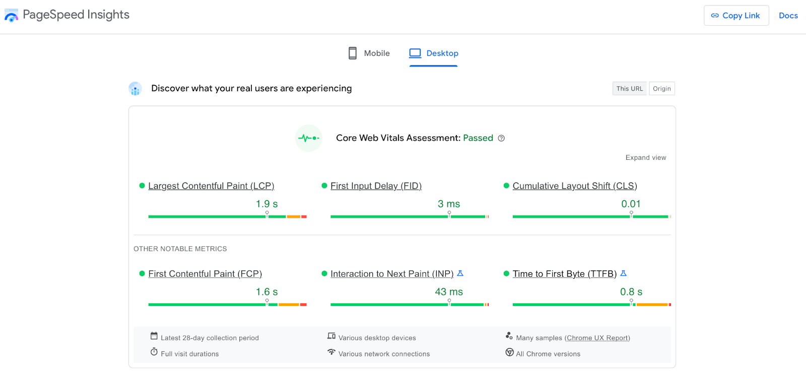 Отчет PageSpeed Insights