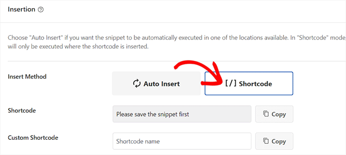 استخدم طريقة الرمز القصير Use the shortcode method