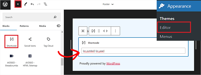 أضف الرمز المختصر للمكوِّن الإضافي Add plugin shortcode