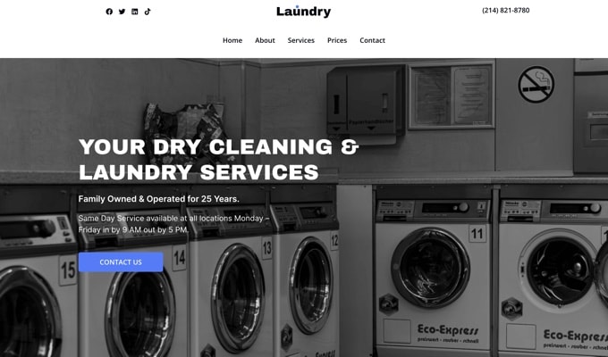 Kit tema lavaggio a secco per SeedProd Dry Cleaning Theme Kit for SeedProd