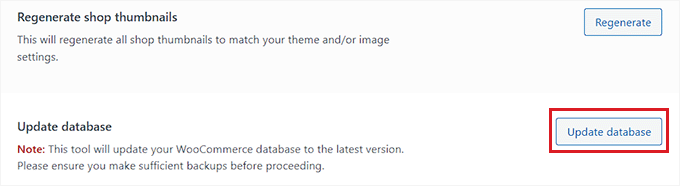 อัปเดตฐานข้อมูล WooCommerce Update the WooCommerce database