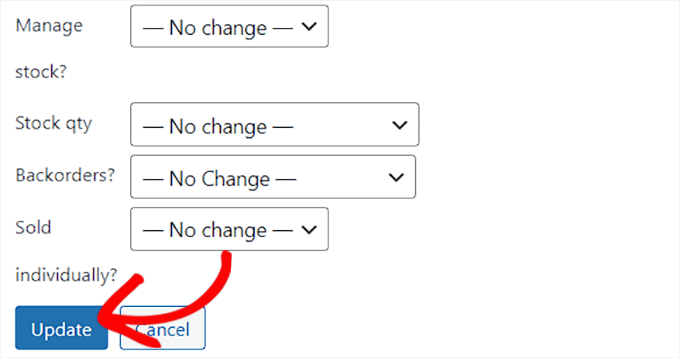 คลิกปุ่มอัปเดตเพื่อจัดทำดัชนีผลิตภัณฑ์ใหม่ Click the Update button to reindex products