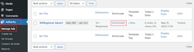 การเพิ่มโฆษณาไปยังเว็บไซต์ WordPress ของคุณโดยใช้รหัสย่อ Adding adverts to your WordPress website using shortcode