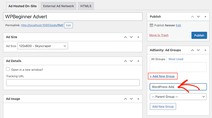 การสร้างกลุ่มโฆษณาใน WordPress Creating ad groups in WordPress
