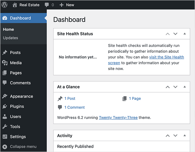 WordPressdashboard SeedProd WordPress admin dashboard