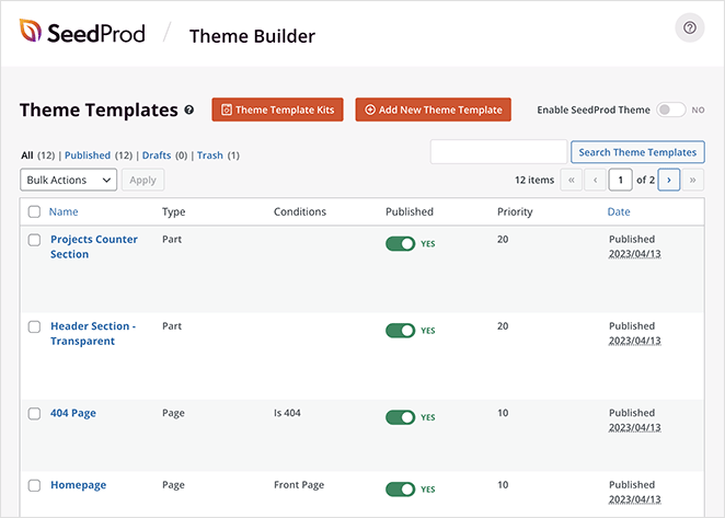 themetemplateparts SeedProd WordPres theme template parts in SeedProd