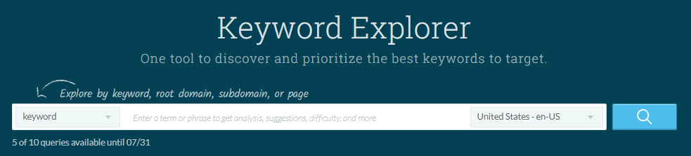 Der Moz-Keyword-Explorer.
