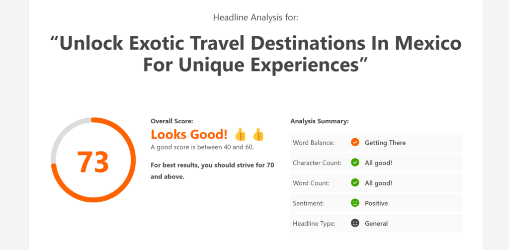 Scorul Analizor titlu Headline Analyzer score