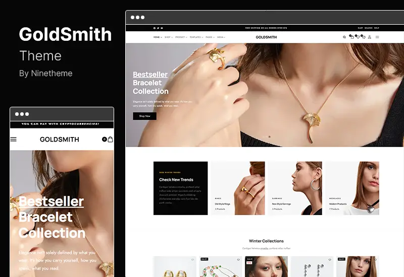 GoldSmith テーマ - ジュエリー ストア WooCommerce Elementor テーマ