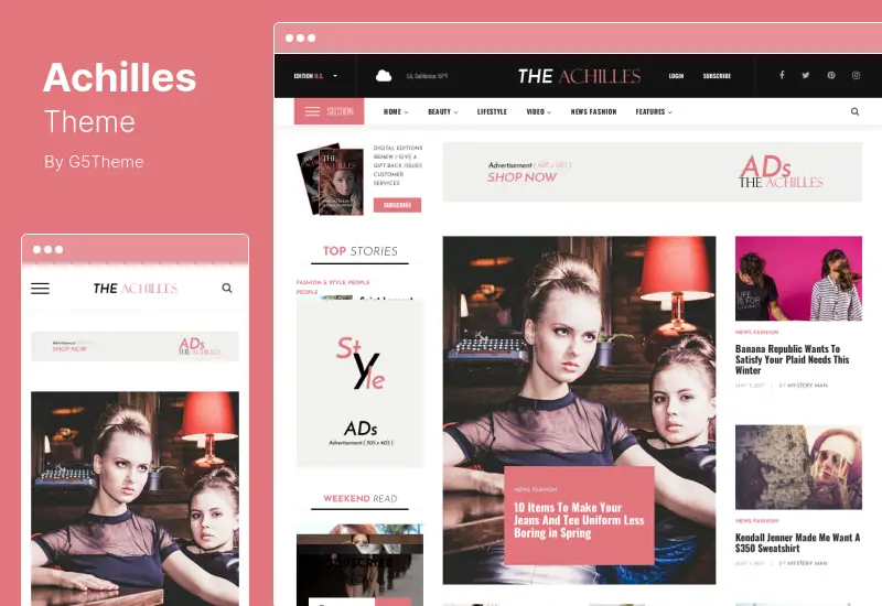ธีม Achilles - ธีมนิตยสารอเนกประสงค์ & บล็อก WordPress