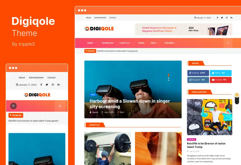 Digiqole Theme - ธีม WordPress ของนิตยสารข่าว