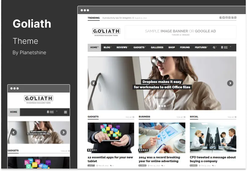 Goliath Theme - Ads Optimized News & Reviews Magazine ธีม WordPress