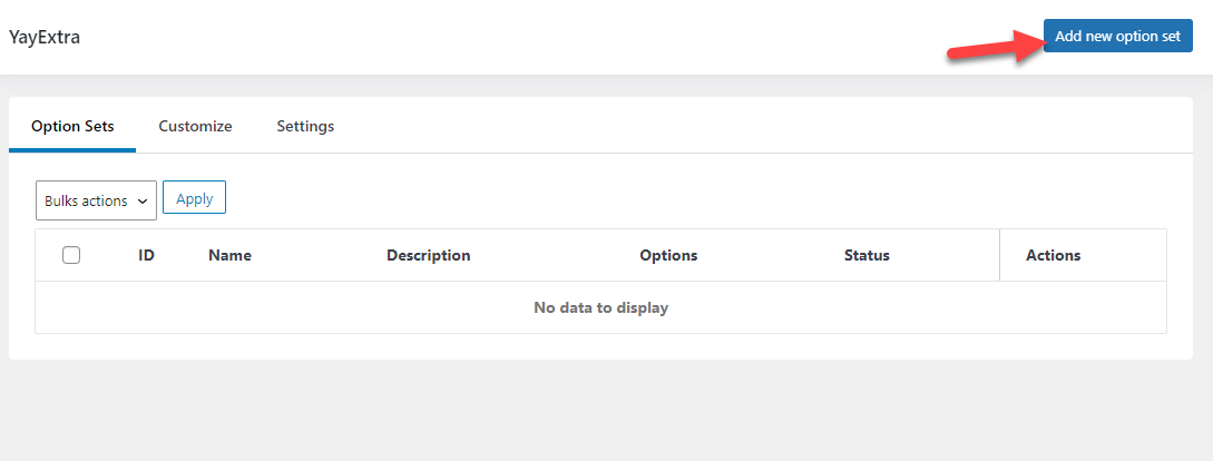 ajouter de nouveaux ensembles d'options
