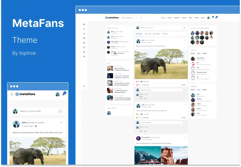 Tema MetaFans - Comunidad y red social BuddyPress Tema de WordPress