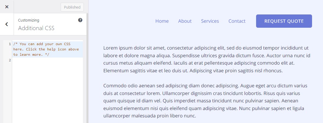 أضف CSS إضافية لتغيير خطوط WordPress