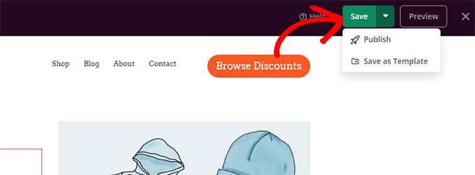 Guardar y publicar la página del producto Save and publissh product page