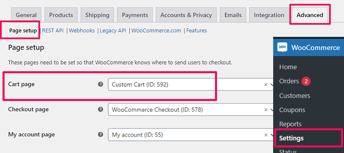 Usar página de carrito personalizada Use custom cart page