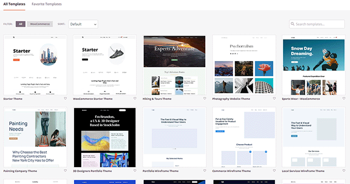 Selección de plantilla de WooCommerce WooCommerce template selection