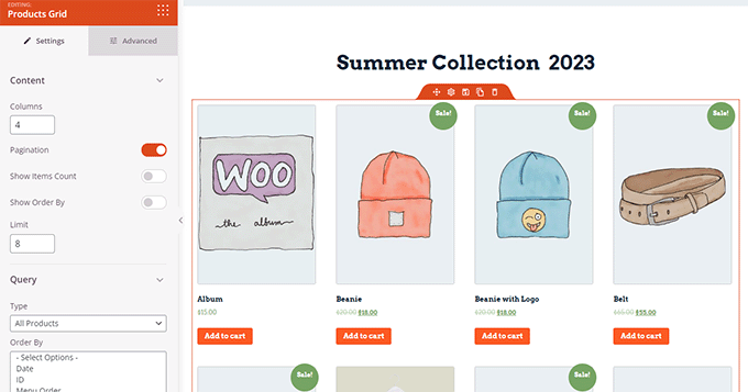 Opciones de visualización del producto Product display options