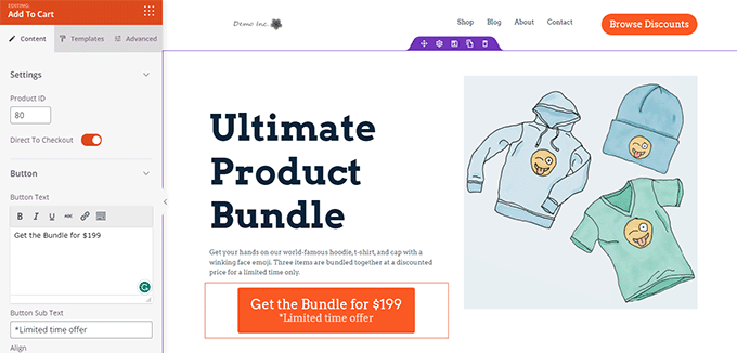 Editar paquete de carrito Edit cart bundle
