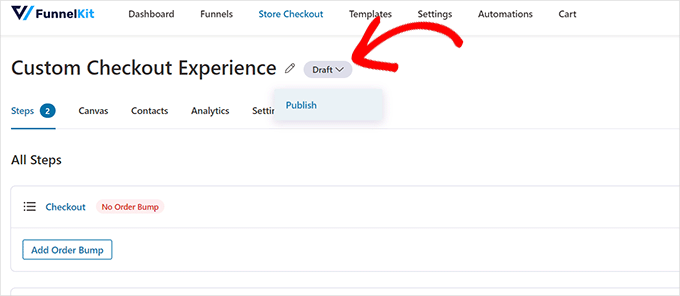 Publicar página de pago Publish Checkout page