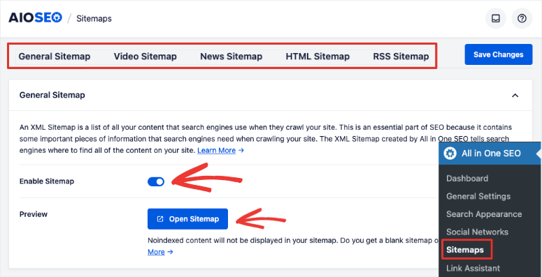 AIOSEO サイトマップ ページ - IsItWP - 無料の WordPress テーマ検出ツール AIOSEO sitemaps page