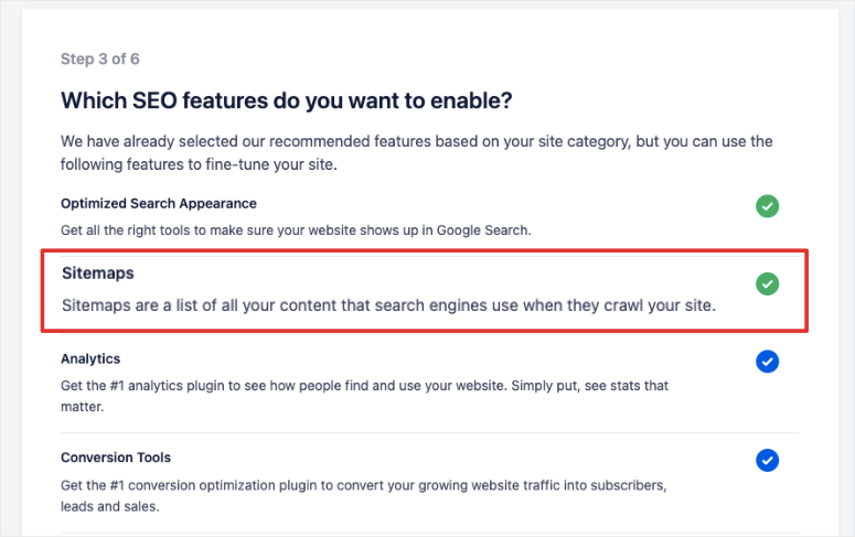 AIOSEO ウィザードでサイトマップを有効にする - IsItWP - 無料の WordPress テーマ検出ツール Enable sitemaps in AIOSEO wizard