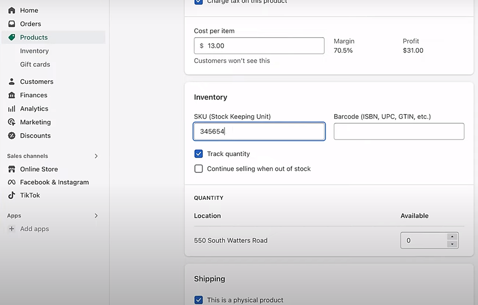 Vitrine do Shopify Starter Plan.