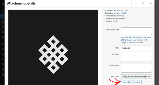 Kopieren der URL des Logos Copying the Logo's URL