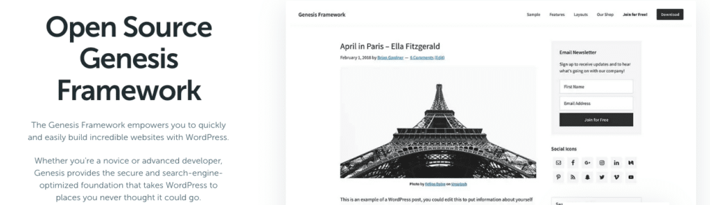 Screenshot von der Genesis-Framework-Website