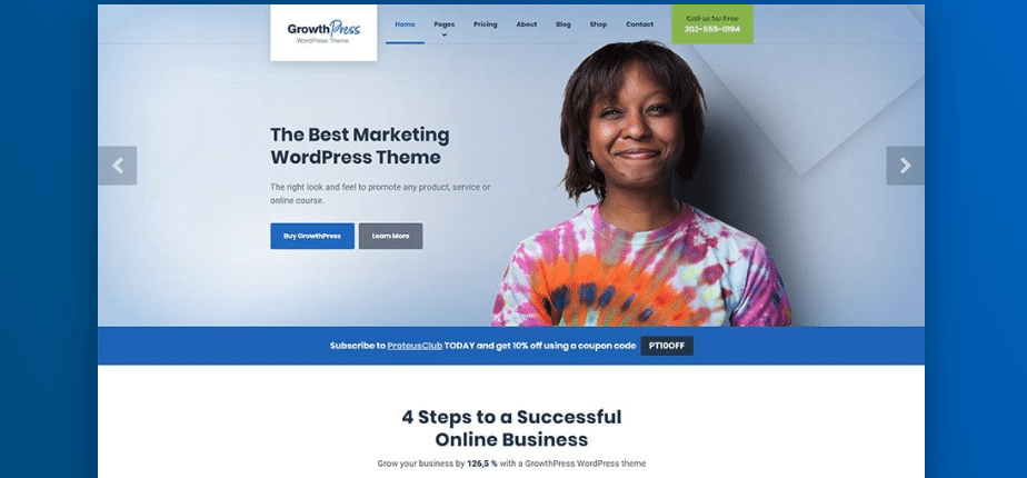 Screenshot des GrowthPress-Themas