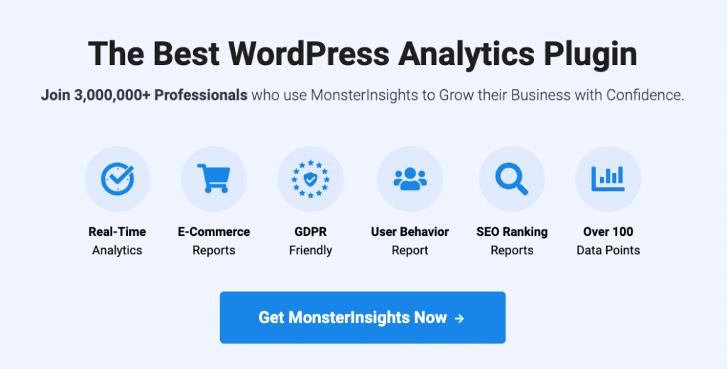 MonsterInsights 插件網站的屏幕截圖