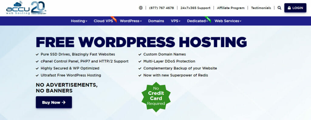 免費 WordPress 託管 - Accuweb 託管