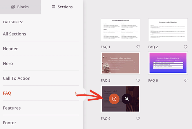 раздел часто задаваемых вопросов SeedProd FAQ section templates