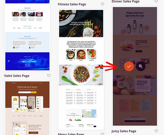 выберите шаблон целевой страницы SeedProd Choose a landing page template