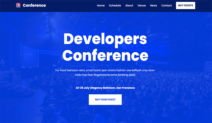 2023 年のイベント管理とチケット予約のベスト WordPress テーマ 9 7 neve conference 105