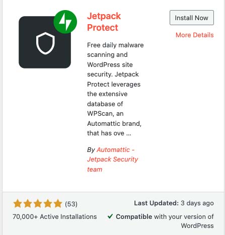 Jetpack Protect ในที่เก็บปลั๊กอิน