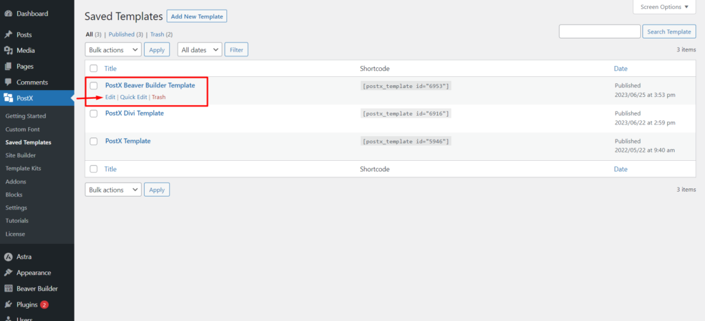 Integración de PostX Beaver Builder: use bloques de Gutenberg en Beaver Builder 15 Customizing Saved Template for Beaver