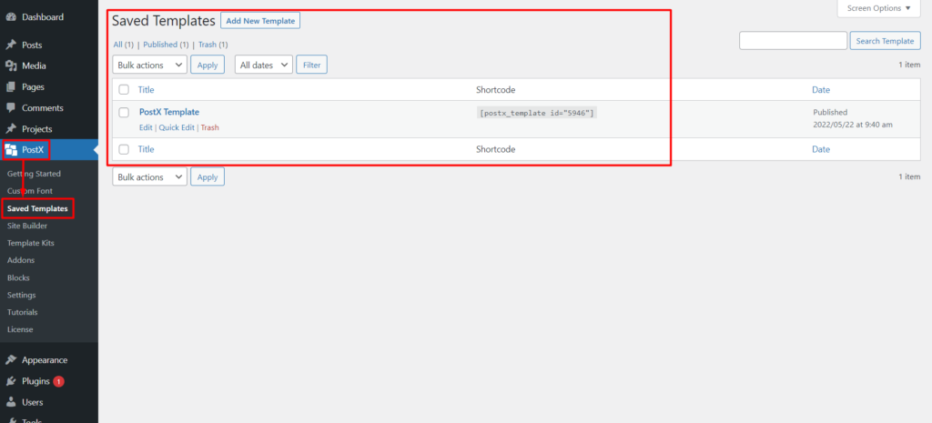 Integración de PostX Beaver Builder: use bloques de Gutenberg en Beaver Builder 4 PostX Saved Template Section