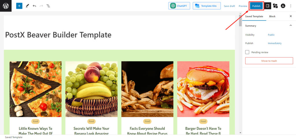 Integración de PostX Beaver Builder: use bloques de Gutenberg en Beaver Builder 9 Publishing PostX Beaver Builder Template